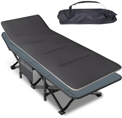 Mopaicot Furn Campingbett feldbett klappbar, Faltbar Gästebett bis 200 kg für, Tragbarer Liegesessel, der beladen Werden kann