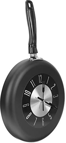Yardenfun Kitchen Wall Decor Kitchen Theme Wall Clock Frying Pan Clock Electric Skillet Cord Replacement Mute Hanging Clock Home Ornament Metal Wall Clock Wall Clock Decor Silent Sweep Clock