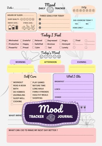 Mood Tracker Journal: Daily Mental Health & Wellness Diary with Prompts for Women, Men, Teens & Adults