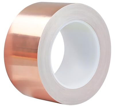 Qrity 1 Pcs Copper Foil Tape with Conductive Adhesive, 65mm*20m Copper Slug Tape, for Crafts, Induction Cooker, Guitar, Electrical Repairs