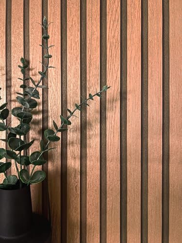 NEWROOM Tapete Bronze Vliestapete Paneele - Holzwandpaneele Glamour Kupfer Metallic Lamelle Streifen Wandpaneele Modern Holzpaneele Wandverkleidung inkl. Tapezier-Ratgeber
