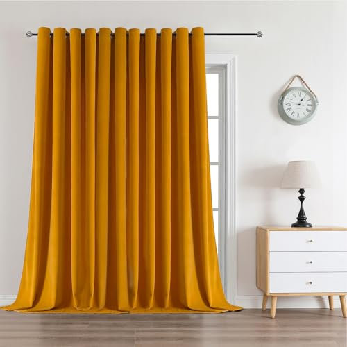 CUCRAF Samtvorhang mit Ösen 1er Set Gelb Elegant Wärmeisolierten Verdunklungsvorhänge Schallschutz Blickdicht Vorhang Weich Thermovorhang Kälteschutz Wohnzimmer Schlafzimmer