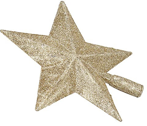 Star Tree Topper - Mini Golden Light Weight Christmas Tree Topper with Shimmering Glitter for Home and Shop Holiday Decorations
