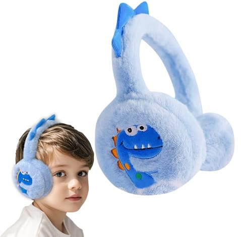 Nexoria Cache-oreilles pour enfants - Cache-oreilles pliables - En peluche - Mignon dinosaure - Cache-oreilles chauds avec arceau élastique - Cache-oreilles pour filles et garçons