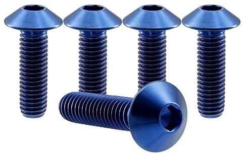 RISON-Titanium 5 Stück Titanschrauben M5x0.8x12mm, Sechskantschrauben Innensechskantschrauben Schirmkopfschrauben Wasserflaschenhalter Bolzen Knopfkopf Schrauben für Motorrad Fahrrad