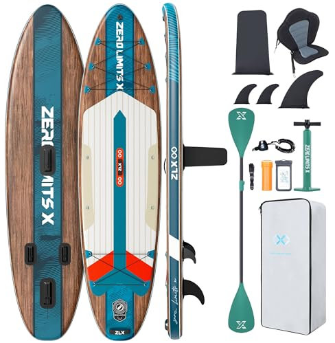 ZLX SUP Board mit Sitz Stand up Paddling Board 320cm Stabil Aufblasbares Paddle Board für Erwachsene Familien Anfängerfreundlich, Anti-Rutsch Deck, Pumpe