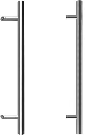 Edelstahl V2A Stoßtürgriff, Griff, Türgriff, Haustürbeschlag, Haustürgriff inkl. 2 Stk. Stockschrauben M8x50 mm, Ø 42,4 x 2,0 mm od. Ø 33,7 x 2 mm, Individualisierbar