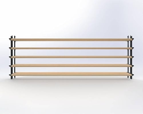 PROJECT OF WOOD Sistema de persianas de aluminio de 103,5 x 48 cm, color antracita, lamas ajustables, instalación vertical y horizontal, estructura sólida y estable, tablas de pino – 5 asas