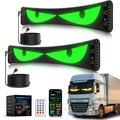 ZIMAOER Yeux LED pour Camion et Voiture, Lampes Devil Eyes pour Auto, Affichage LED Flexible et Programmable, Écran Défilant Personnalisé pour Publicité et Signalisation (2pièces 60x12cm)