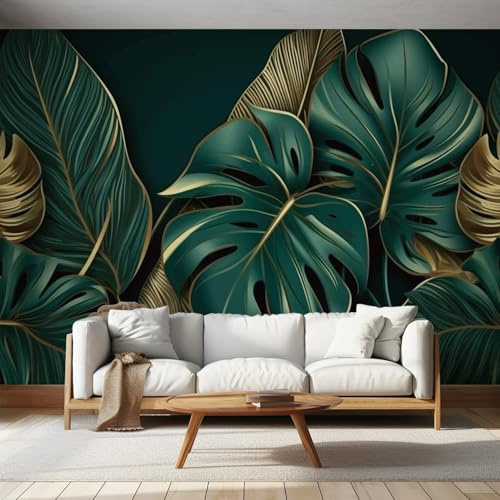 Generisch Fototapete Tropische Tapete Dschungel Monstera Blätter für Wohnzimmer Schlafzimmer Wand Deko, Vliestapete Wallpaper Wandtapete, 400 x 280 cm &WP