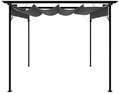 Pérgola con techo extensible 3 x 3 m antracita acero 180 g/m² – duradera y resistente a la intemperie para jardín y terraza