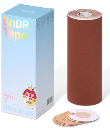 Extra Breite Kinesiotapes mit Nipple Covers – Chest Binding Tape zum Brustabbinden für FTM Transgender, 5m x 18cm (Espresso)