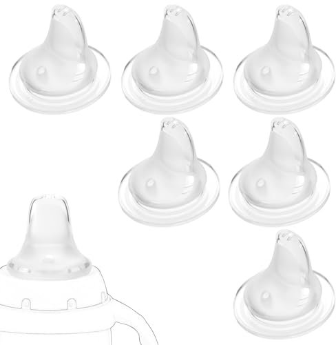 Lyreh 6pcs Baby Bottle Replacement Nipples Compatible with NUK Learner/Activity Cups, BPA-Free Silicone Leak-Proof Dishwasher-Safe Soft Teats Replacement Spouts Accessories Parts