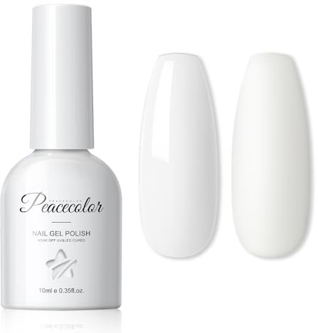 PEACECOLOR Weiß UV Nagellack - 10ML Soak Off Gel Nagellack UV Professionelle Nail Polish Gel Nägel Nagellackgel für Nagelkunst Maniküre, Salon, DIY zu Hause