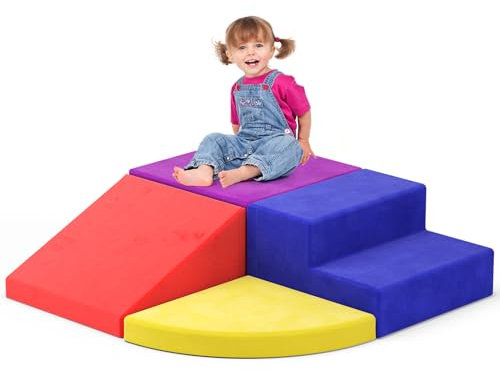 Blocchi da costruzione in schiuma per bambini, blocchi di arrampicata per interni, blocchi da costruzione morbidi giganti, Blocchi e mattoncini da costruzione (Set colorato da 4 pezzi)