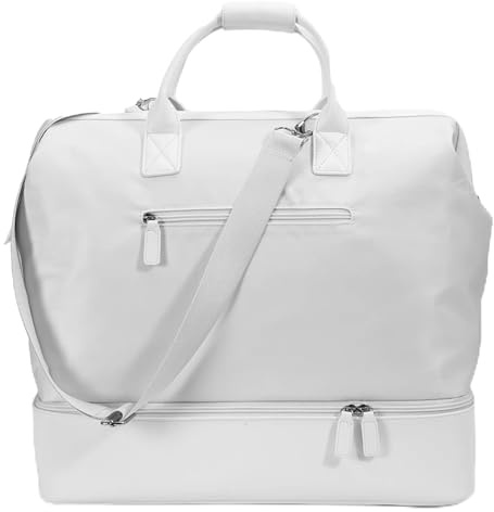 Nobl Travel Weekender Bag for Women & Men, Large Carry-On Duffel, White