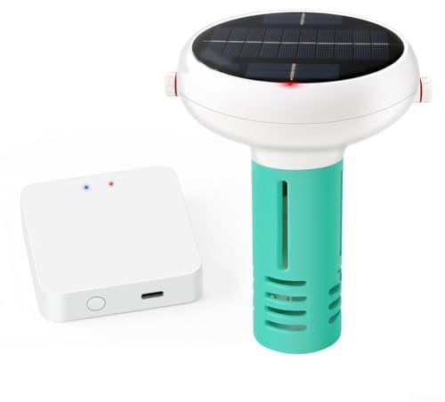Oniissy WiFi Smart Pool Wasserqualität Analyzer Digital, Wasserqualitätsmonitor Pool Tester, pH ORP Salinity Temperature Monitor, Solarbetriebenes Echtzeit-Datenverfolgungssystem