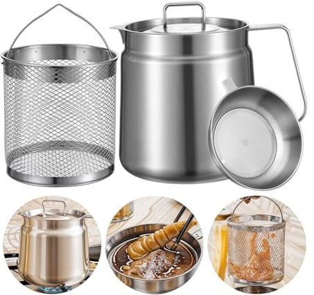 WUTIANBAO Cesta Freidora para Cocina Colador de Aceite de Acero Inoxidable for Cocina Freidora Aceite para Patatas Fritas