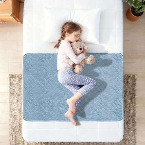 DUJUIKE Empapador de Cama Reutilizable 70x90 cm, Protector Impermeable Absorbente Anti-Fugas para Incontinencia de Adultos, Niños, Ancianos y Mascotas, Lavable y Transpirable - Pack 2 Azul