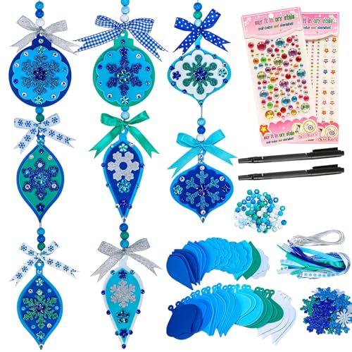LETTERASHQP 24 Stück Bastelset Weihnachten Winter basteln Kinder Schneeflocken Weihnachtsanhänger Weihnachtsdeko Bastelnkinder Weihnachtsdeko DIY Bastelset Winter für Kinder