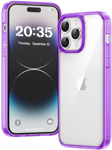 Voyahülle Clear Case for iPhone 14 Pro, Ultra Thin, Shockproof TPU Cover, Anti-Yellowing, Crystal Clear, Phone Case for Apple iPhone 14 Pro - Purple