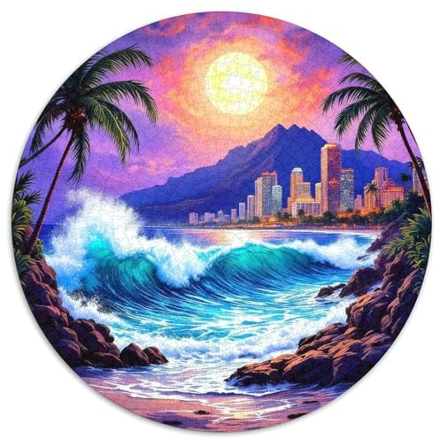 Nachtsicht Rundes 1000 Puzzle Puzzle Rund Puzzle kreative Malerei-Kunst Verringerter Druck Schwieriges Für Erwachsene Und Kinder Erwachsene Impossible Puzzle 1000pcs (67.5x67.5cm)