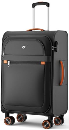 ABISTAB Trier Weichschalenkoffer M 66 cm, Zahlenschloss, Schwarz | 77 L , reißfestes Oxford-Gewebe, leise 360°-Rollen, Zahlenschloss sowie Spanngurten, Netzfach und Trennwand