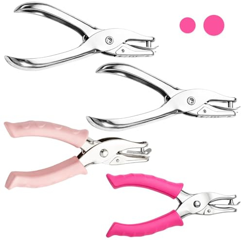 4 Stück Lochzange Papier, Lochstanzer mit Soft-Griff Lochdurchmesser 3mm Und 6mm Größen, Einzellocher mit Auffangbox für Papierfetzen, Büro Und Schule, DIY Basteln, Zuhause und Klassenraum