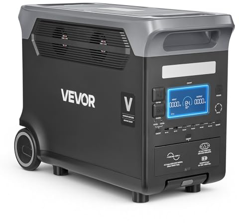 VEVOR Station Électrique Portable 3000 W Générateur Solaire Portable 3072 Wh Batterie Secours LiFePO4 pour Urgence Domestique, Camping, Voyage Camping-car, 13 Ports Sortie, Panneau Solaire Non Inclus
