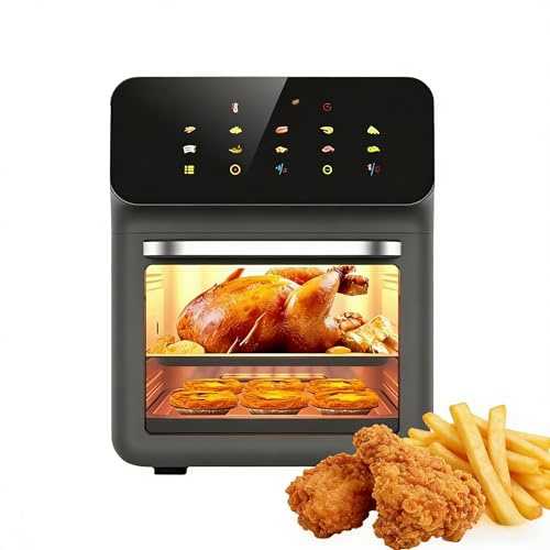 Air Fryer 10L, Friteuse sans Huile avec Minuterie et Réglage de Température, Écran Tactile, 10 Programmes Prédéfinis, Circulation d'Air Chaud 360°, Fenêtre Visible, Idéale pour la Cuisine Familiale