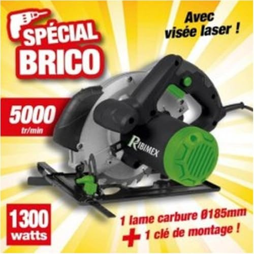 Sega circolare 1300 W 185 mm - 5000 giri/min - Taglio preciso ed efficace - Affidabile - D-Work