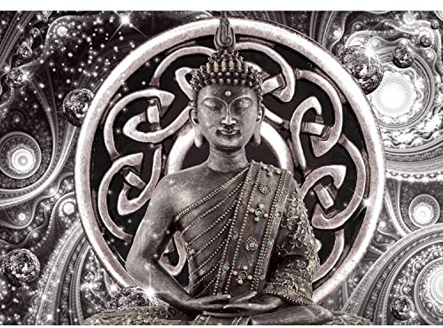 Runa Art Fototapete Buddha Diamant 352 x 250 cm Vlies Tapeten XXL Moderne Wandtapete Wohnzimmer Schlafzimmer Grau 9108011c