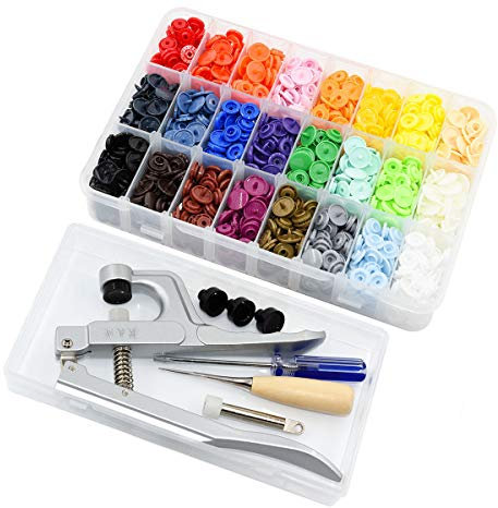 Plastik Druckknöpfe mit Zange KAM T5 360 Set Snaps, Schönes Plastikkastenpaket für Baby Kinderbekleidung Sewing