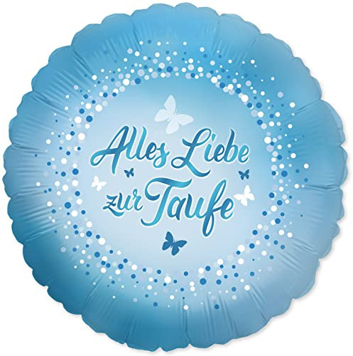 Folienballon Zur Taufe, hellblau, ca. 45 cm