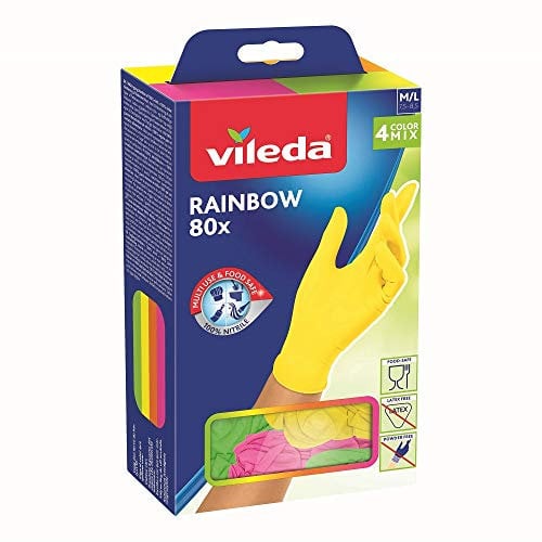 Vileda Rainbow-Guanti in Nitrile, M, Multicolore, 80 unità (Confezione da 1)