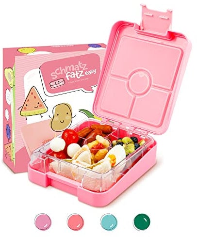 schmatzfatz easy Kinder Snackbox, Brotdose, Brotdose mit Fächern, Bento Box, Brotdose, Lunchbox, Geschenk (Rosa)