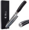 Wakoli EBO Damast Kleines Santokumesser – 12 cm Damaststahl Klinge mit VG10-Kern, Hammerschlag, schwarzer Eichenholzgriff, extra scharf, Küchenmesser für Gemüse, Fleisch & Sushi, in Geschenkbox