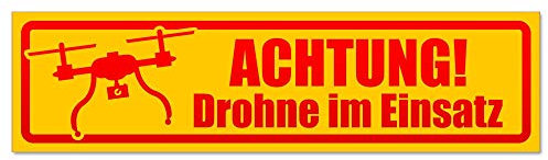 Kiwistar - Autoaufkleber - Achtung Drohne im Einsatz invertiert - Hinweis Aufkleber Sticker für Auto, Kfz, Fahrrad, PKW, LKW