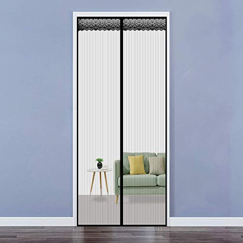 AMZERO Zanzariera Magnetica per Porte, 110x270cm Zanzariera Magnetica Magnetico Velcro Chiudi Automaticamente per Porte d'IngressoPorte Cortili, Nero
