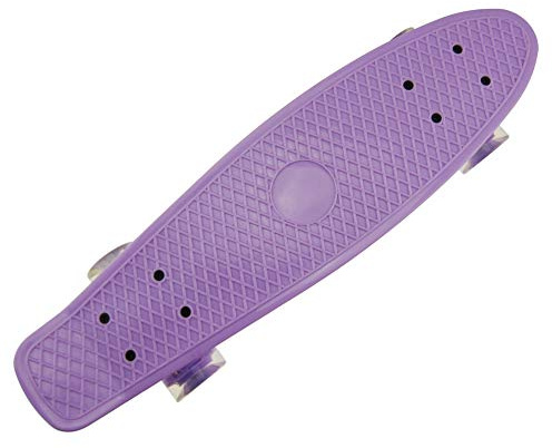 Mini Cruiser Skateboard 22 56cm mit Kunststoff Deck und Blinkenden LED-Rollen für Kinder Jungendliche und Erwachsene