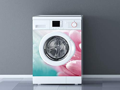 Vinilo para Lavadoras Flor Rosa | Varias Medidas 60x85cm | Adhesivo Resistente y de Fácil Aplicación | Pegatina Adhesiva Decorativa de Diseño Profesional