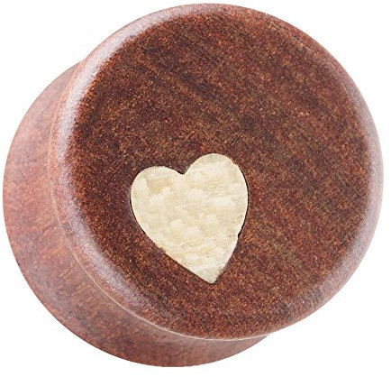 Taffstyle Ohr Plug Flesh Tunnel Piercing Ohrpiercing Holz Organic mit Herz Weiß Braun 22mm Herz