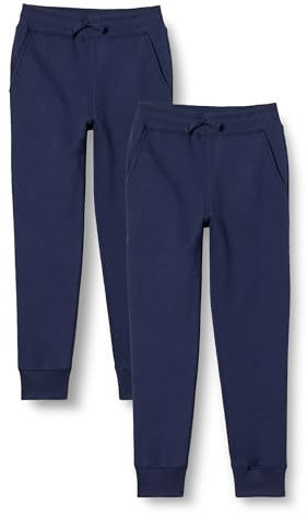 Amazon Essentials Pantaloni Sportivi Jogger in Pile Bambini e Ragazzi, Pacco da 2, Blu Marino, 6-7 Anni