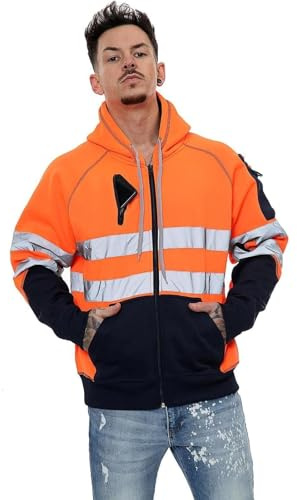 Janisramone – Sweat à capuche polaire réfléchissant haute visibilité pour homme et garçon