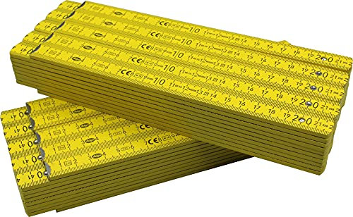 100 Stück Zollstöcke Zollstock 2 Meter mit 90°/180° Winkeleinrastung und Winkelskala (30°/45°/60°/75°/90°) - Adga 250 plus Markenzollstock 2m aus Buchenholz - gelb ohne Werbeaufdruck