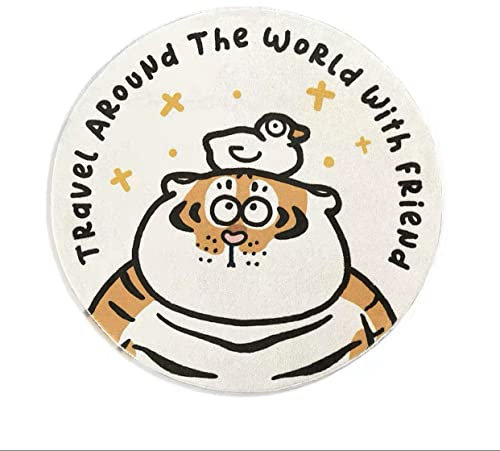 SWECOMZE Kinderteppich Tiger Baby Krabbelmatte Runde Kinderzimmereppich für Schlafzimmer Teppich Weich Flauschig (A,80cm)