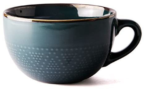 Yi Chen Grande Tasse à Soupe Tasse à Café Avec Anse, 700ml Céramique Large Bol A Soupe Micro Ondes Céréales Petit Déjeuner Tasse Pour Lait Soupe Flocons ?d'avoine-Vert foncé-sans couvercle
