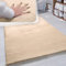 Paco Home Hochflor Teppich Wohnzimmer Schlafzimmer Shaggy Modern Flauschiger Fellteppich Weich Fell Imitat Kunstfell Einfarbig, Grösse:200 cm Quadrat, Farbe:Sand
