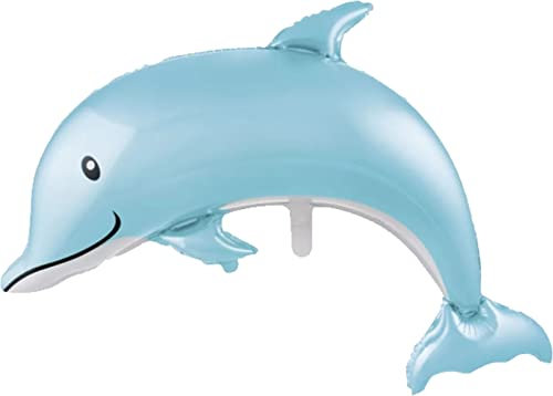 TIB Heyne XL Folienballon * DELFIN * als Deko für Kindergeburtstag und Meerestiere-Party | 115cm | für Luft und Helium | Dephine Kinder Geburtstag Ballon Dekoration Folienballons