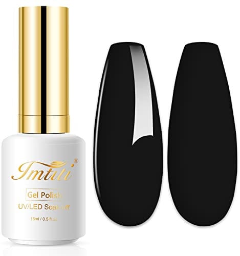 Imtiti UV Nagellack, 1 Pcs 15 ML Schwarz Farbe UV Gel Nagellack Soak Off LED Black Gel Nail Polish Gel Nagellack DIY Nagel Kunst Starter Maniküre Salon Gellack UV Kit für Mädchen